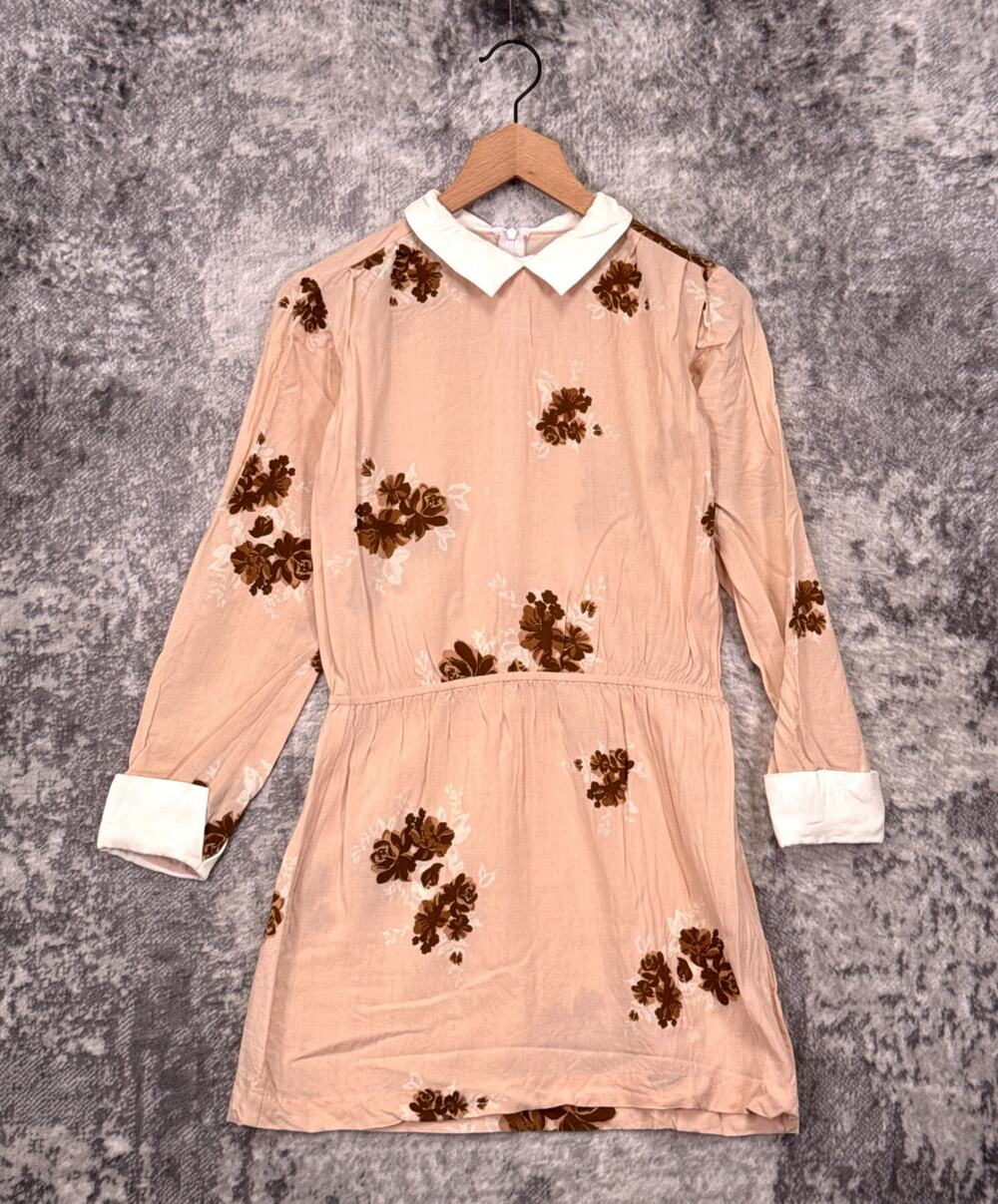 Christy Dawn Leah Dress Medium Womens Soft Pink Floral Collared Mini
